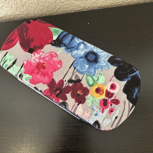 Thirty-One Hard Case Wallet Watercolor Garden Floral Pattern Gray Multicolor - Picture 3 of 7